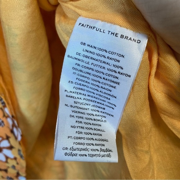 New Faithfull the Brand Li Reni Orange Cotton Floral Print Spring Dress Size S - Picture 11 of 13